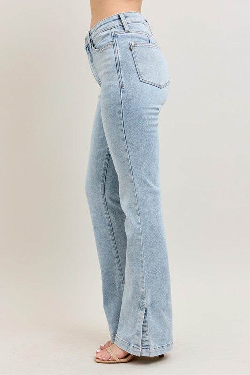Judy Blue Full Size Tummy Control Vintage Wash Side Slit Slim Boot Jeans plus Size
