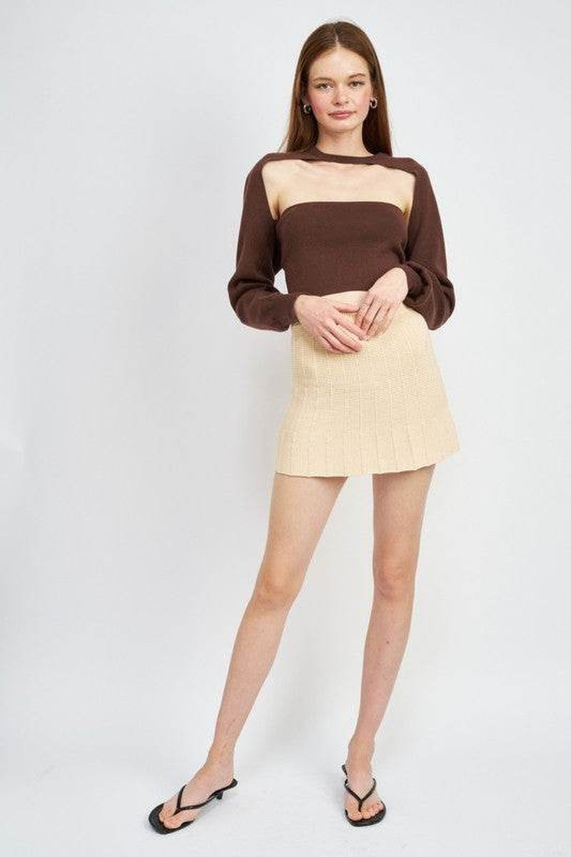 PLEATED MINI SKIRT with ELASTIC WAISTBAND