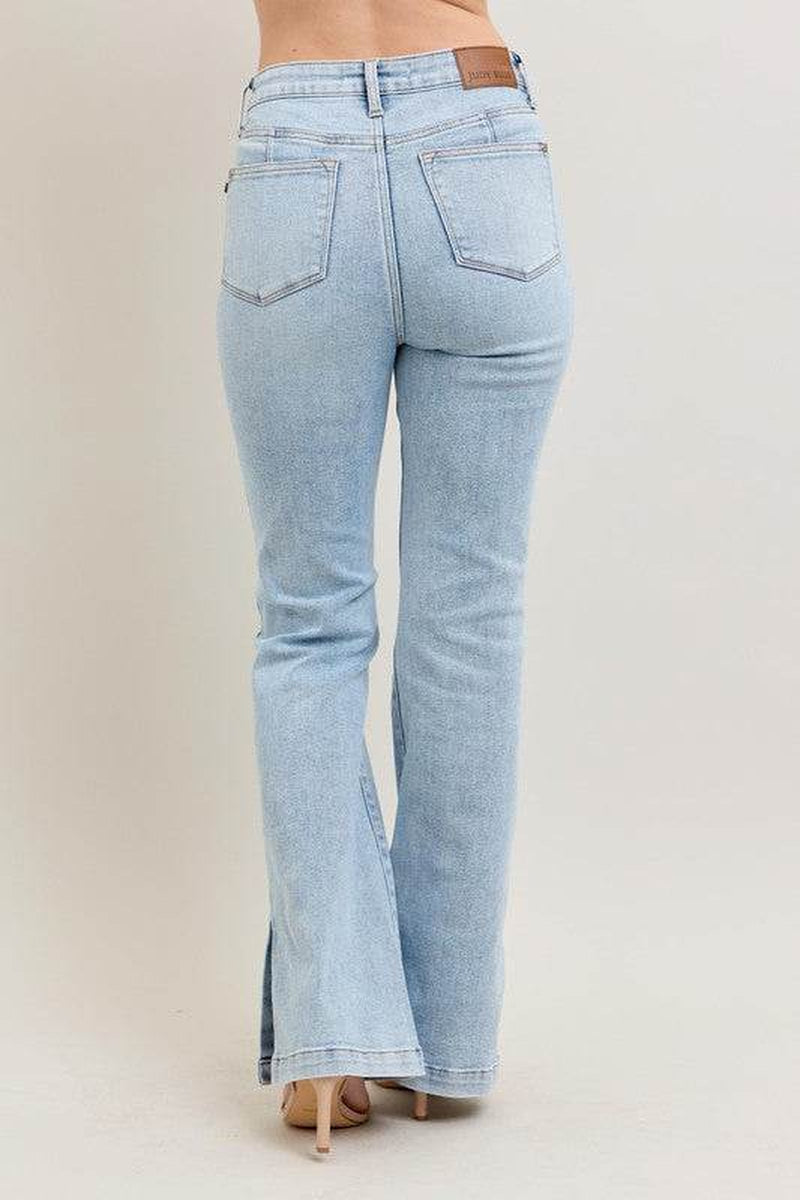 Judy Blue Full Size Tummy Control Vintage Wash Side Slit Slim Boot Jeans plus Size
