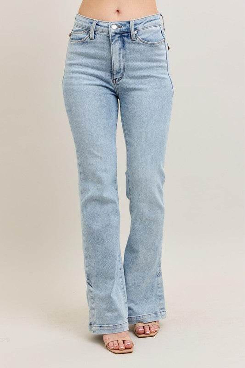 Judy Blue Full Size Tummy Control Vintage Wash Side Slit Slim Boot Jeans plus Size